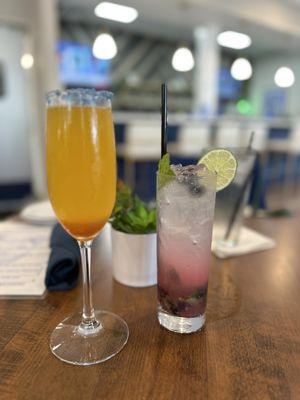 Peach Bellini & Blueberry Mojito