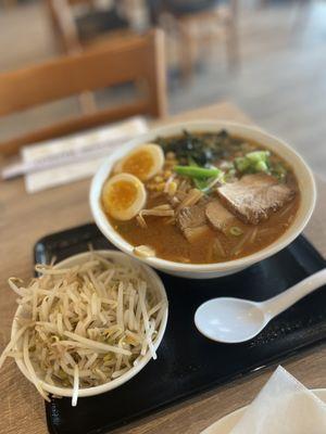 Aburi Miso Ramen with added egg & bean sprouts