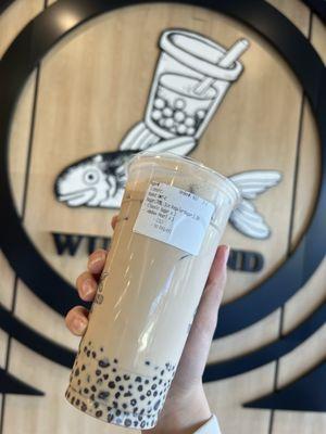 Roasted Oolong Milk Tea (half boba / half mini boba)