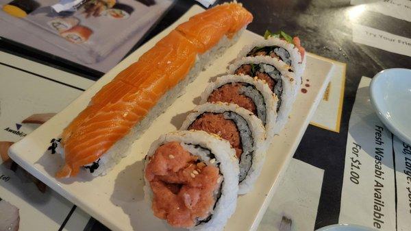 Monday 1/2 price specials (alaskan rolls & spicy tuna rolls)