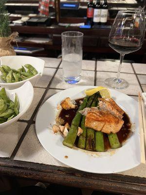 Salmon Teriyaki and Edamame