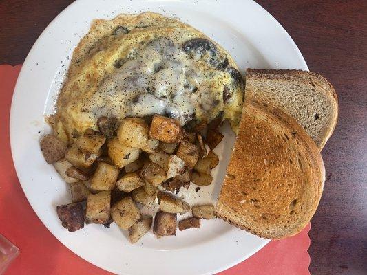 Big, fluffy omelet