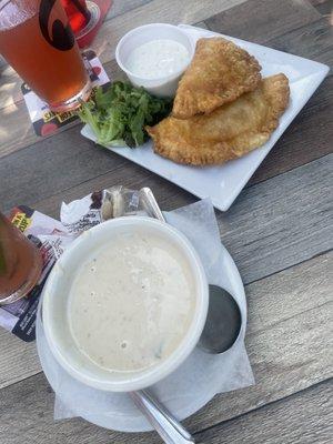 Clam Chowder - Bowl and empanadas