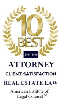 Beth Mann has been selected by the American Institute of Legal Counsel as one of the "10 Best" Real Estate Attorneys by Client Satisfaction.