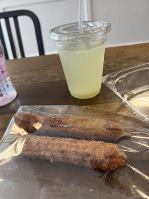 We also ordered the cucumber and lime water which is delicious and the caramel churro and a cream cheese churro, both were great!