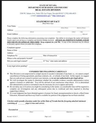 Picture of complaint form