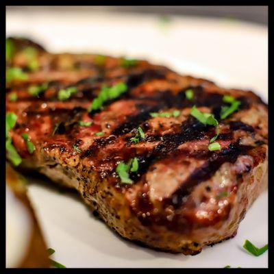 Beautifully grill-seared strip steak