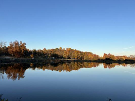 Lake by the parking lot