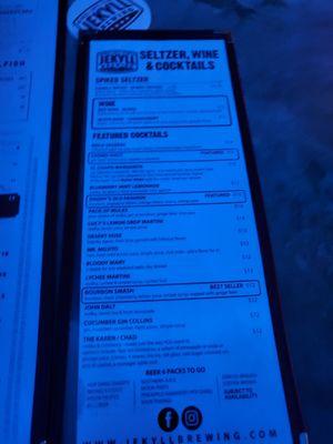 Cocktail menu