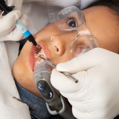 Calm and Happy child in dental chair.