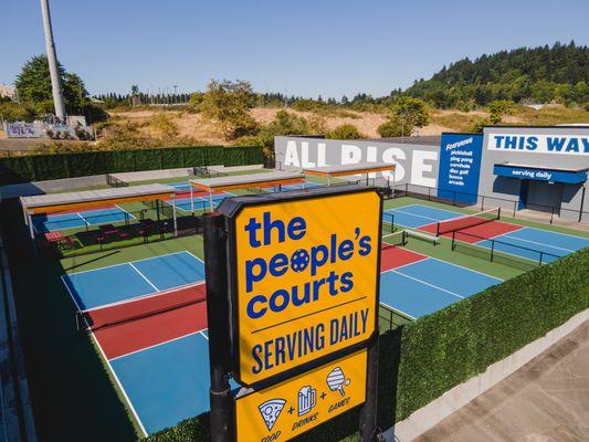 Outside view of our six outdoor pickleball courts.