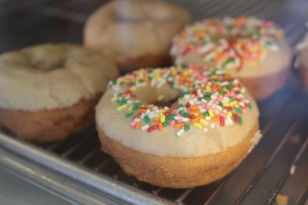 Yeast doughnuts with sprinkles