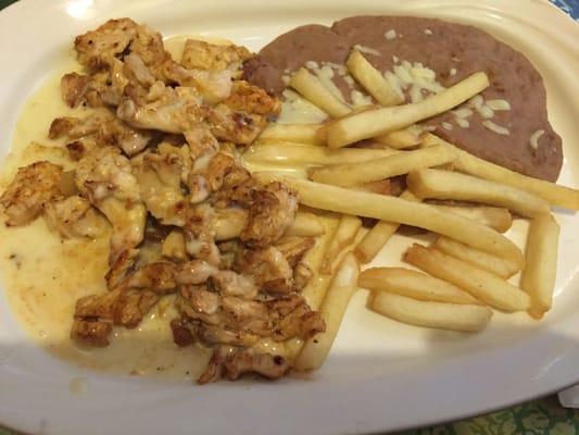 Pollo Bandido... I substituted the rice for these fries