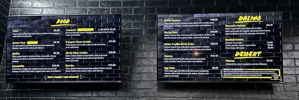 Menu board