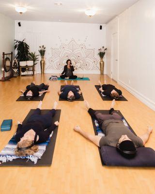 Our indoor studio for sound healing and mat yoga on those rare rainy days!