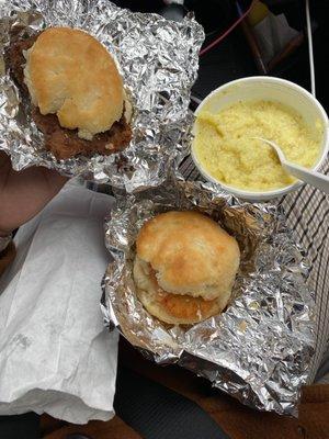 Steak biscuit Grits Chicken biscuit