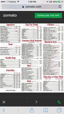 Menu (don't own copyrights)