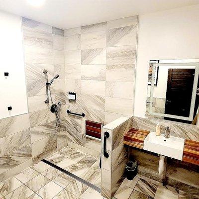 Easily accessible bathroom and shower