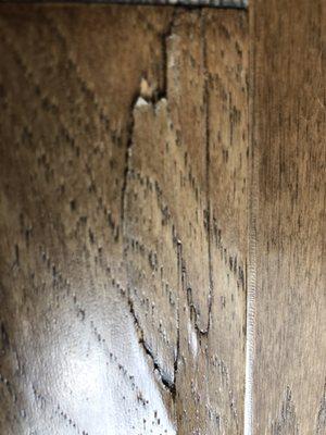 Hardwood flooring cracked and splintered weeks after installation due to bad workmanship and quality of the product sold