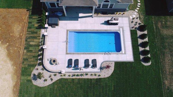 Vinyl Liner inground pool with landscaping