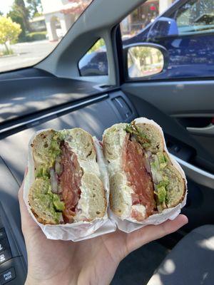 lox and avocado bagel