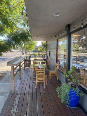 Pleasant breezy outdoor seating with fresh air.