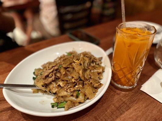 Pad See Ew = $19 Thai ice tea = $5