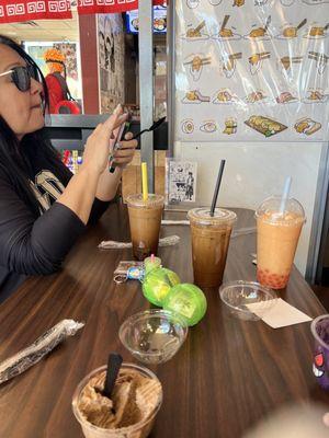 All the drinks! Thai coffee and the tropical freeze with strawberry jelly