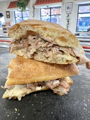 Our Porketta Sangwich on a Ciabatta Bun with homemade Garlic Aioli - served on special!