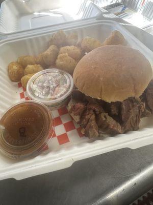 Chopped Brisket sandwich with homemade coleslaw