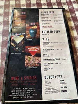 Drink menu