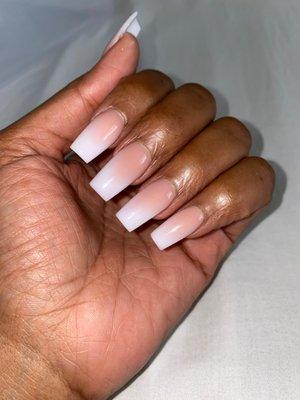 Ombré, square, medium length nails