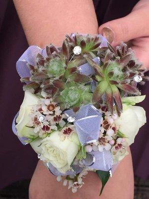 This succulent/rose corsage turned out perfectly. My son and his date were very impressed.