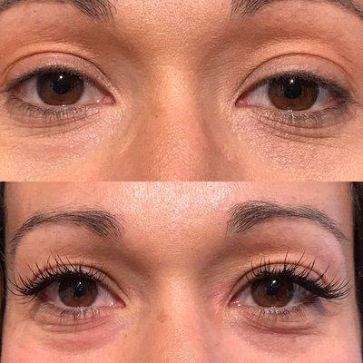 Before and After. Full set NovaLash Mink Eyelash Extensions