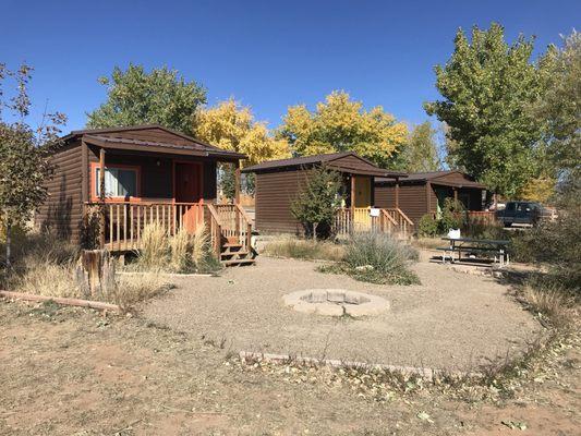 Tiny cabins are available to rent, along with camper spaces and tent sites