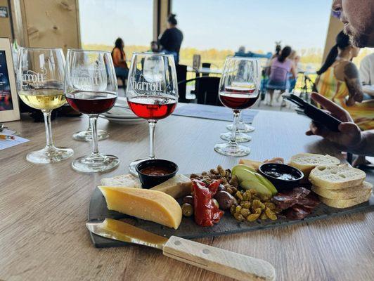 Wine flight and Winery Cheese Plate