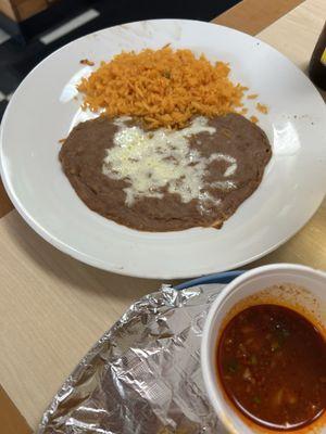 Side of rice and beans as a side.