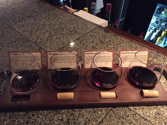 Flight of choice wines.