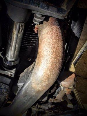 Front Head pipe heat shield on my TRUE DUALS started rusting months after install (it's been 3yrs)