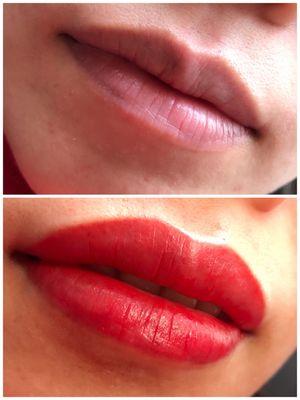 Lip blush tattoo