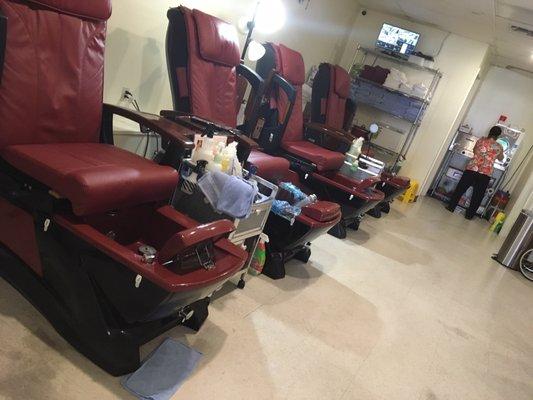 The pedicure chairs