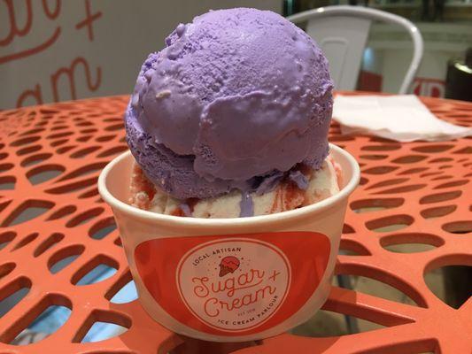 Taro (top) and guava cheesecake ice cream (bottom)