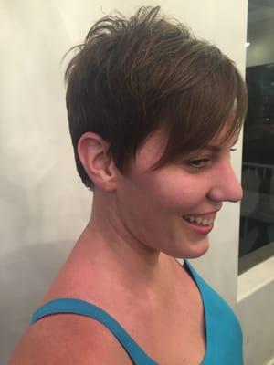 A great textured short hair cut by Marisa.