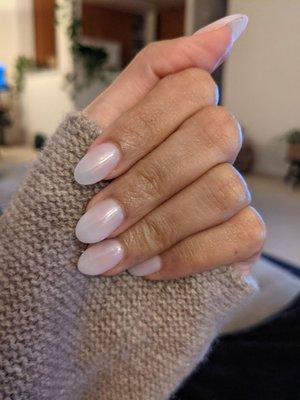 Acrylic nail extensions+gel polish.