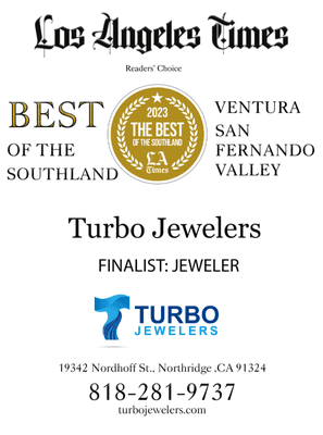 Los Angeles Times Readers' choice Best Of the Southland, Ventura and San Fernando Valley 2023 Jewelers Finalist.