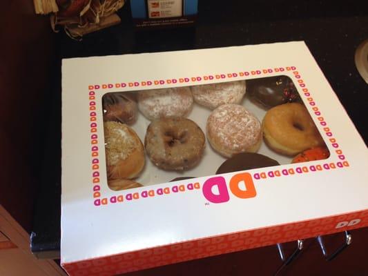 Dozen donuts.