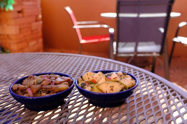 eggplant salad + pear salad