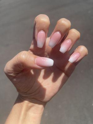 Pink hombre nails