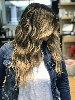 3 rows of beaded row extensions and Cali-girl waves