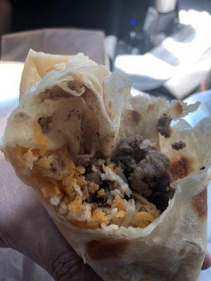 Cold carne asada burrito